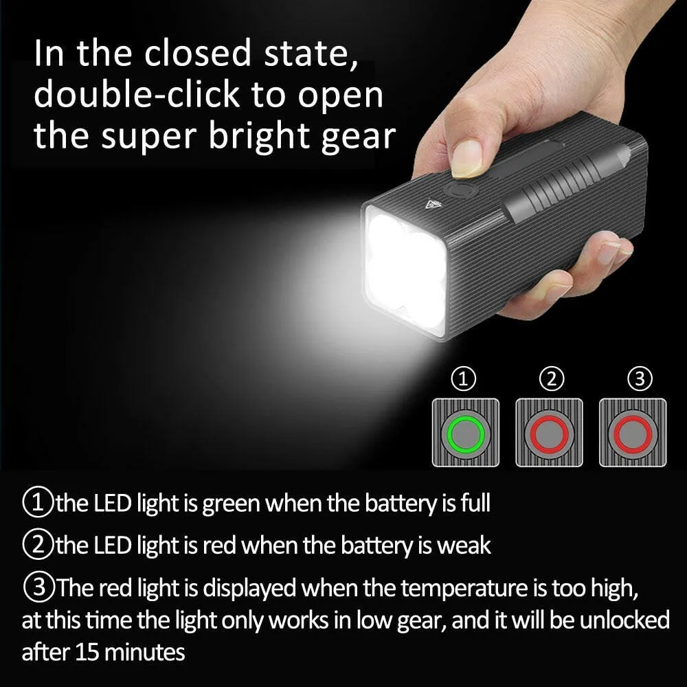 10000mAh Bike Light front USB Rechargeable 12800mAh Bike Headlight 4P90 4P50 LED Super Bright Flashlight Front Lights Back Rear