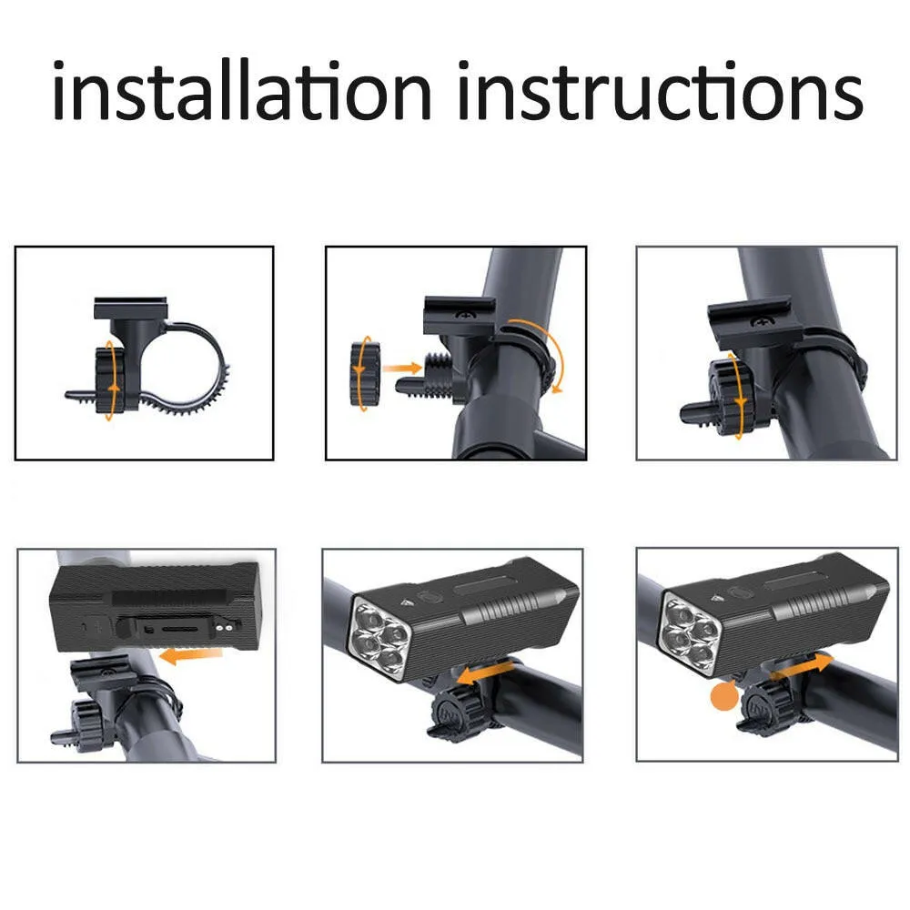 10000mAh Bike Light front USB Rechargeable 12800mAh Bike Headlight 4P90 4P50 LED Super Bright Flashlight Front Lights Back Rear