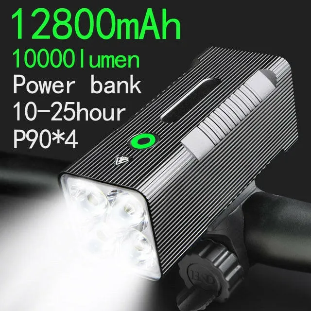 10000mAh Bike Light front USB Rechargeable 12800mAh Bike Headlight 4P90 4P50 LED Super Bright Flashlight Front Lights Back Rear