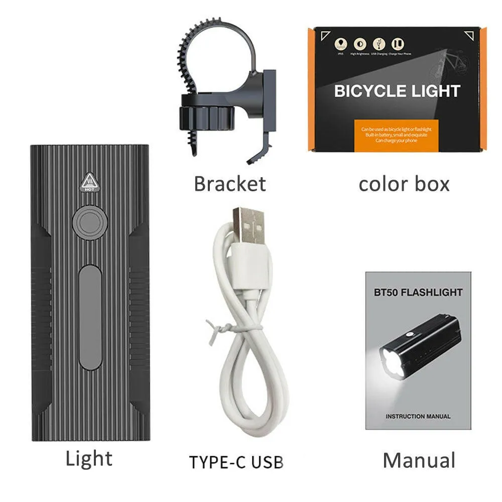 10000mAh Bike Light front USB Rechargeable 12800mAh Bike Headlight 4P90 4P50 LED Super Bright Flashlight Front Lights Back Rear