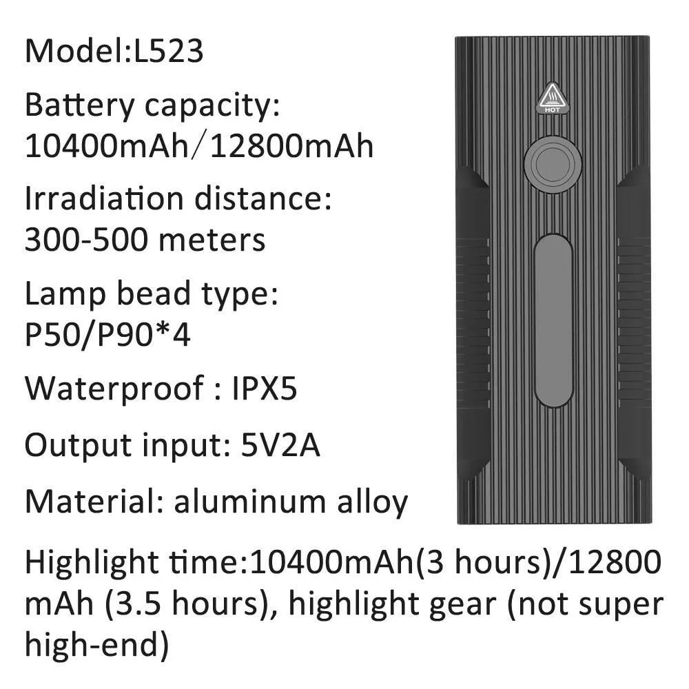 10000mAh Bike Light front USB Rechargeable 12800mAh Bike Headlight 4P90 4P50 LED Super Bright Flashlight Front Lights Back Rear