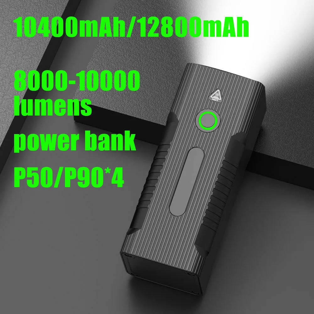 10000mAh Bike Light front USB Rechargeable 12800mAh Bike Headlight 4P90 4P50 LED Super Bright Flashlight Front Lights Back Rear