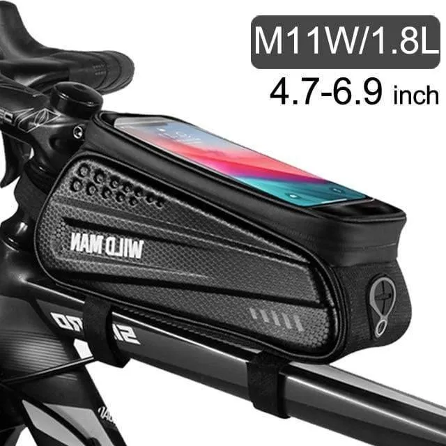 1.8L Bike Frame Bag - Front Tube Cycling Pannier for Bicycle Storage