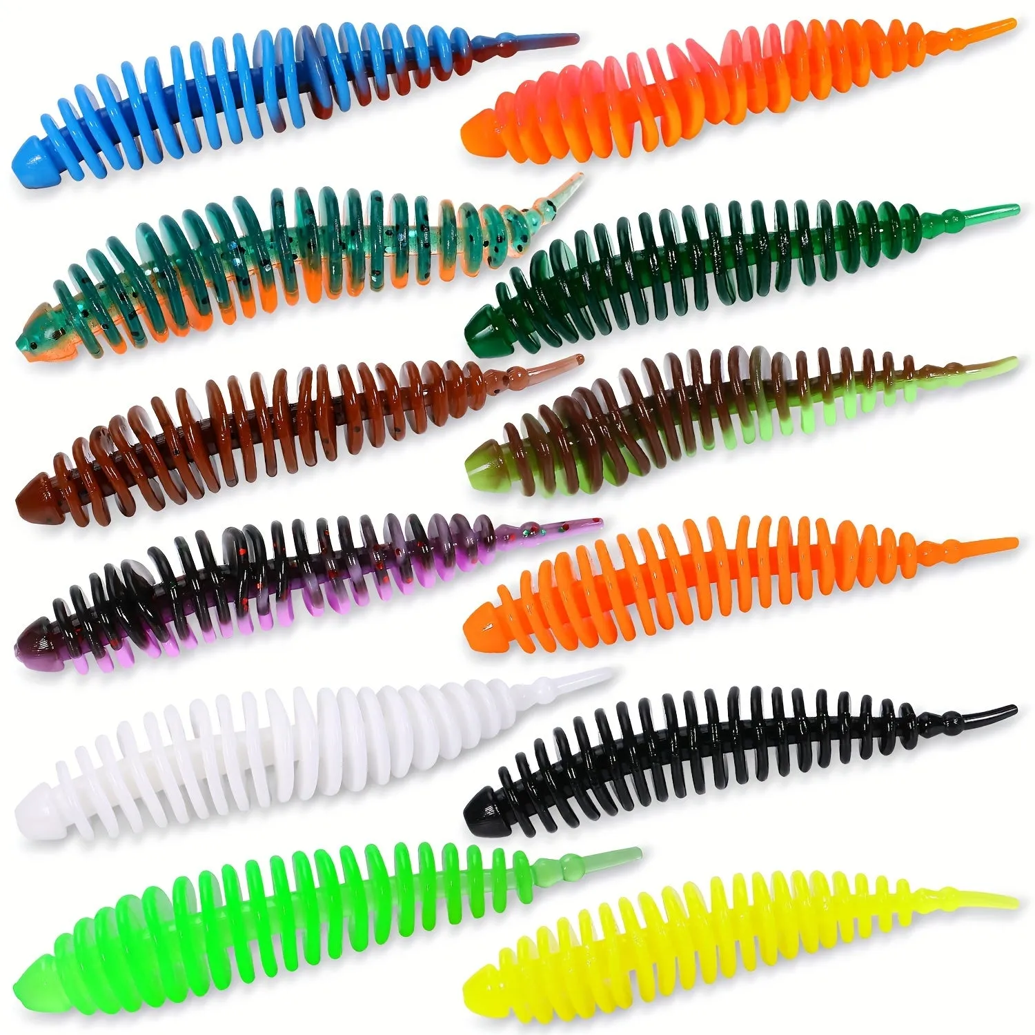 36pcs Multicolor Soft Worms Fishing Lure Set for Any Water