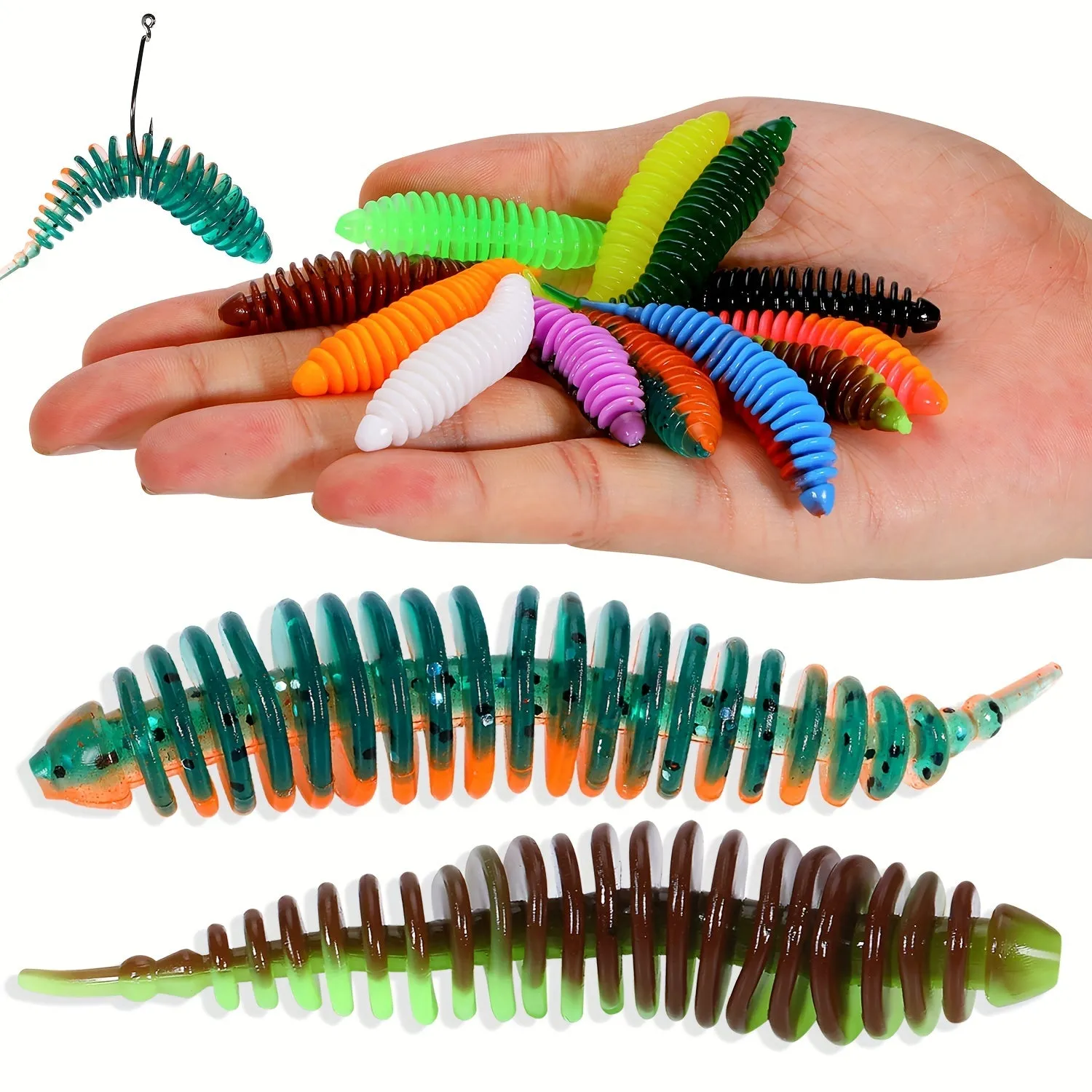36pcs Multicolor Soft Worms Fishing Lure Set for Any Water
