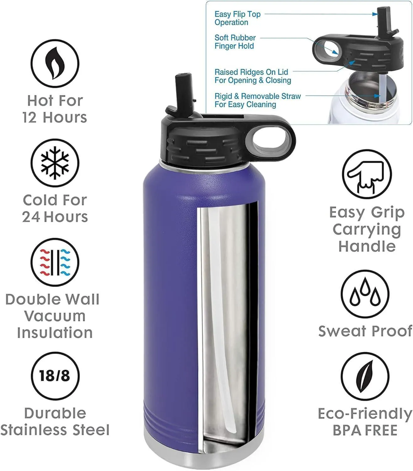 40oz Black Water Bottles
