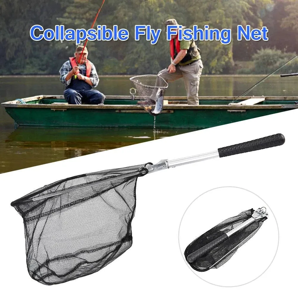 50cm Folding Fish Landing Net Collapsible Triangular Fly Fishing Net Fish Catching or Releasing For Outdoor Fishing Tools