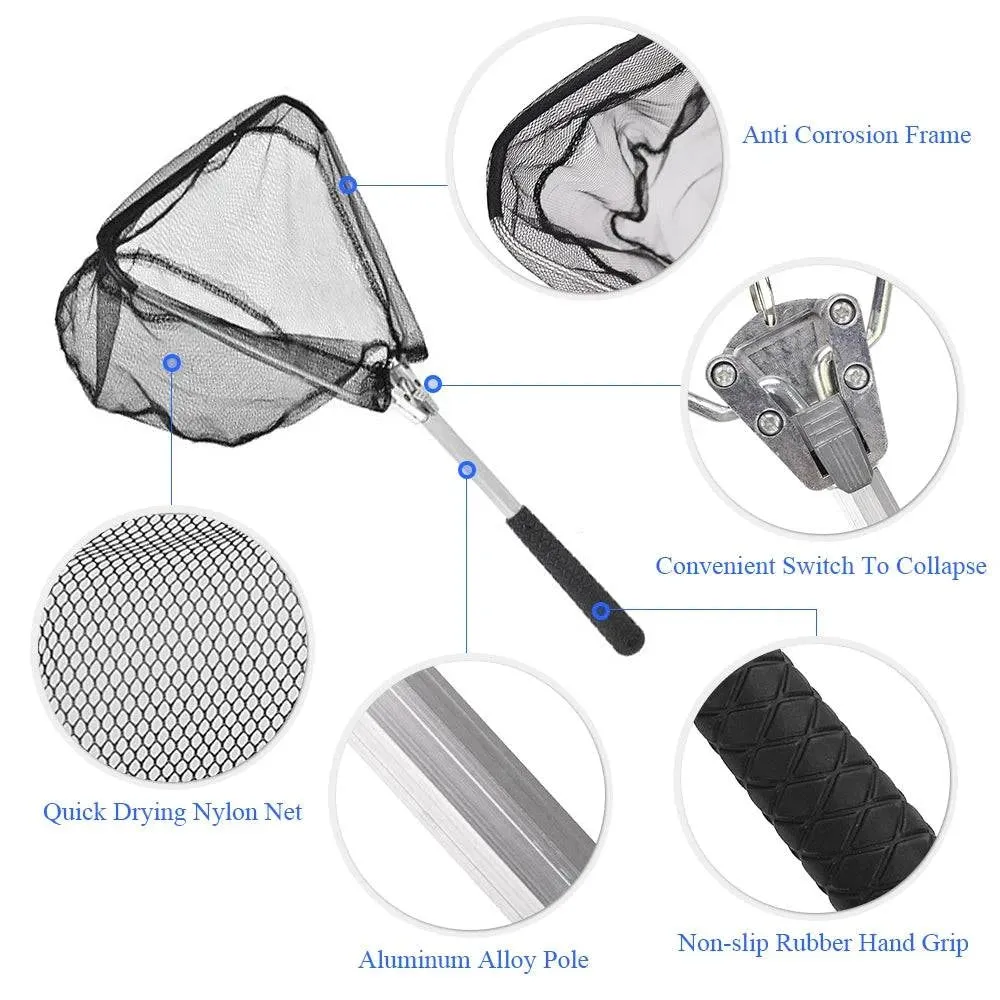 50cm Folding Fish Landing Net Collapsible Triangular Fly Fishing Net Fish Catching or Releasing For Outdoor Fishing Tools