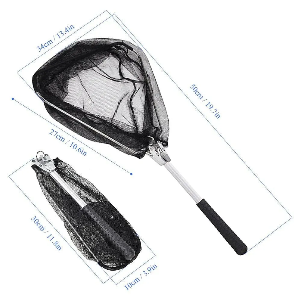 50cm Folding Fish Landing Net Collapsible Triangular Fly Fishing Net Fish Catching or Releasing For Outdoor Fishing Tools
