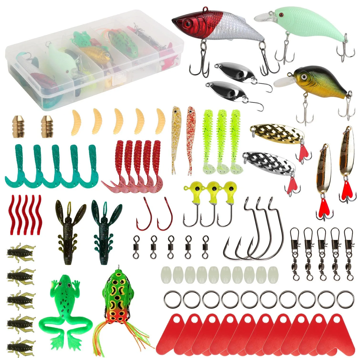 94-Piece: Fishing Lures Kit Soft Plastic Fishing Baits Set