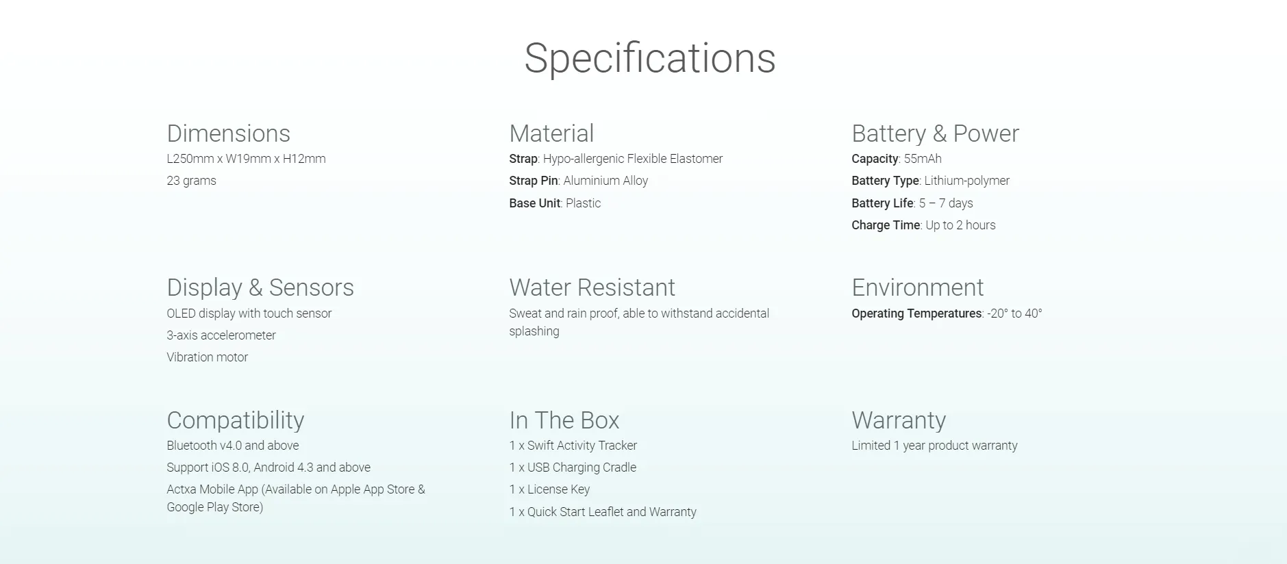 Actxa Swift Fitness Tracker