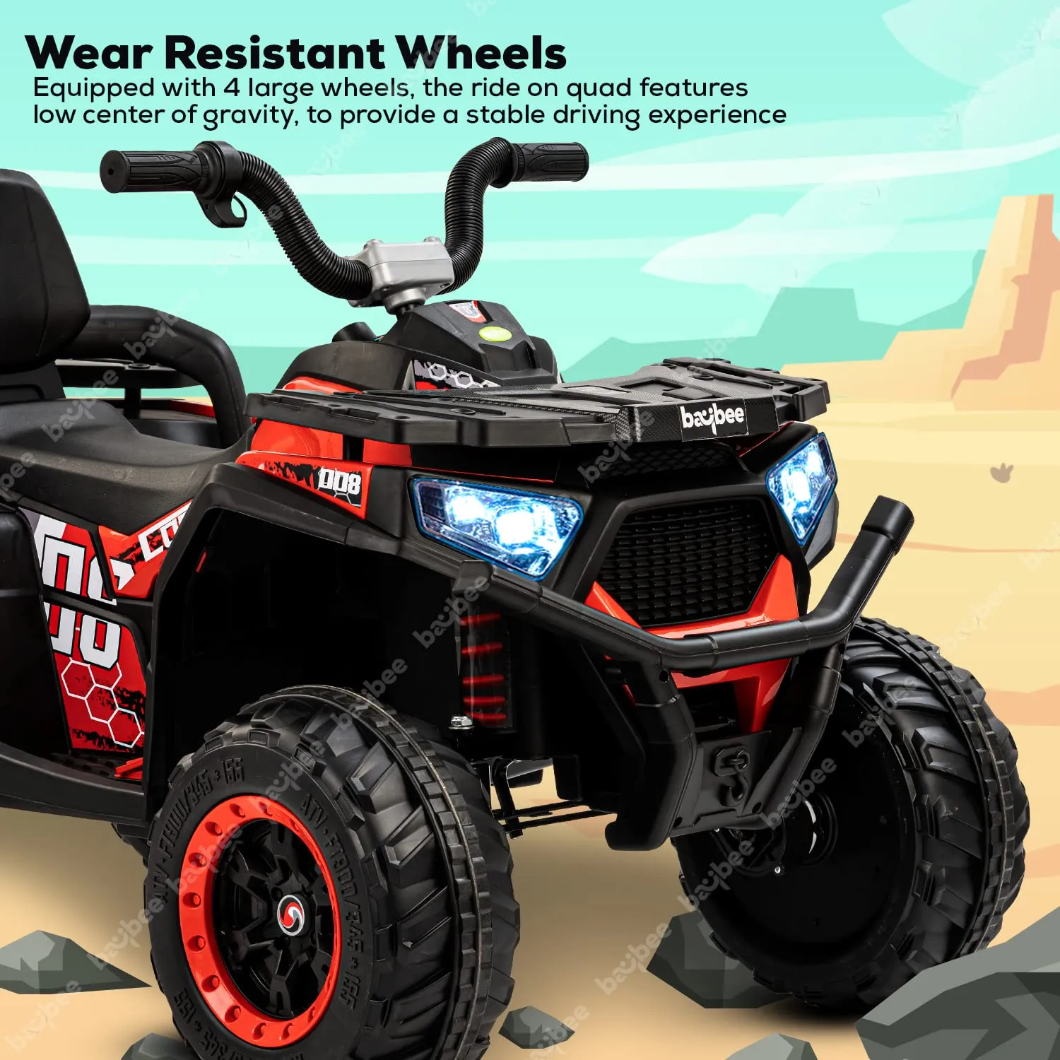 Baybee Adventura ATV Rechargeable Battery-Operated Ride on Bike for Kids Bike with Light, USB, Music.