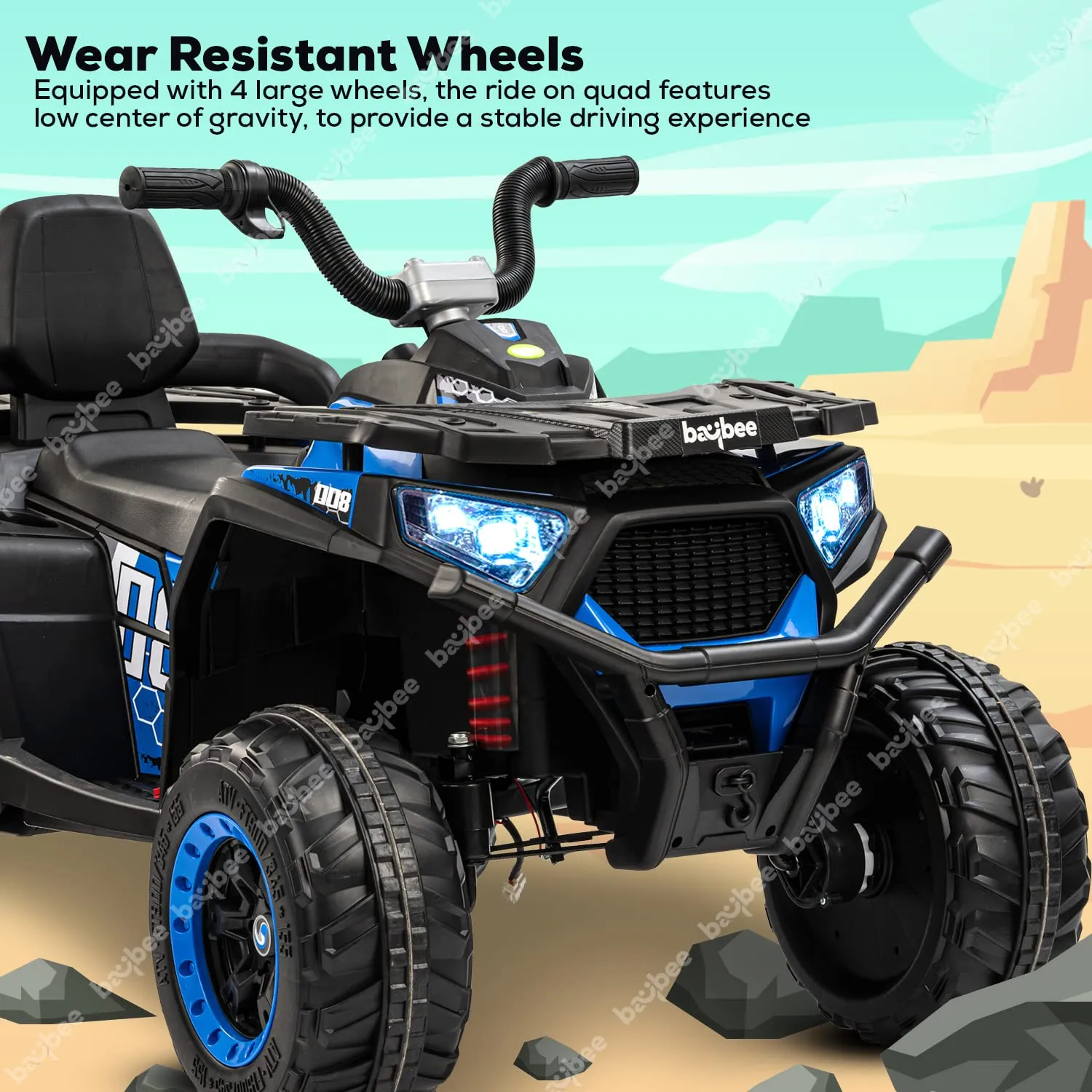Baybee Adventura ATV Rechargeable Battery-Operated Ride on Bike for Kids Bike with Light, USB, Music.