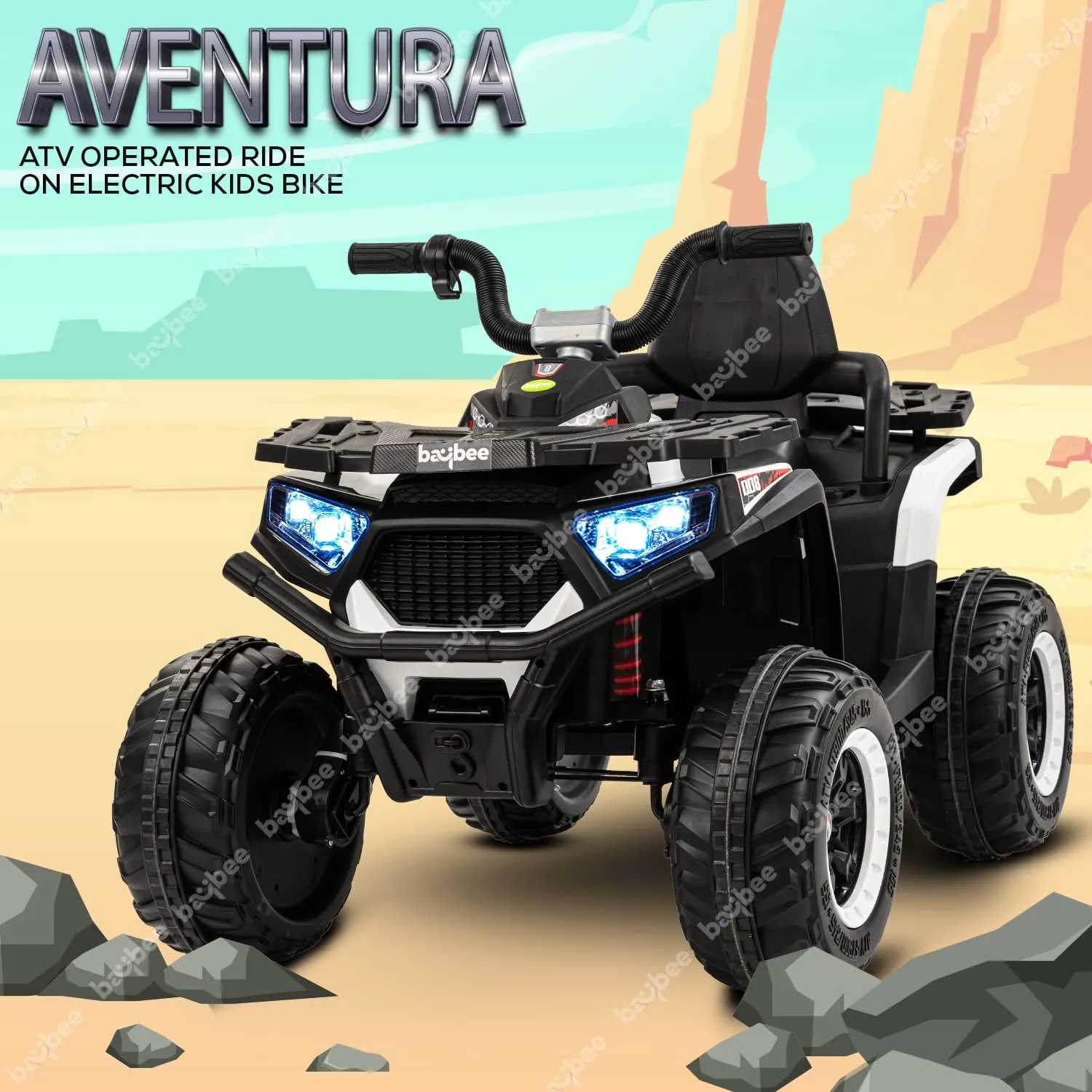 Baybee Adventura ATV Rechargeable Battery-Operated Ride on Bike for Kids Bike with Light, USB, Music.