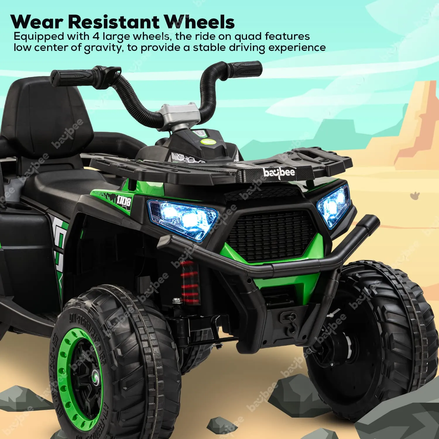 Baybee Adventura ATV Rechargeable Battery-Operated Ride on Bike for Kids Bike with Light, USB, Music.