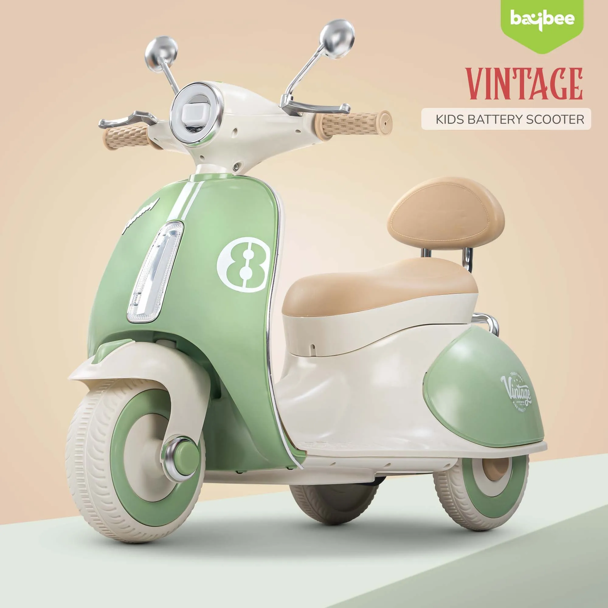 Baybee Vintage Battery Operated Bike for Kids, Ride on Toys Kids Bike Scooty with Light & Music