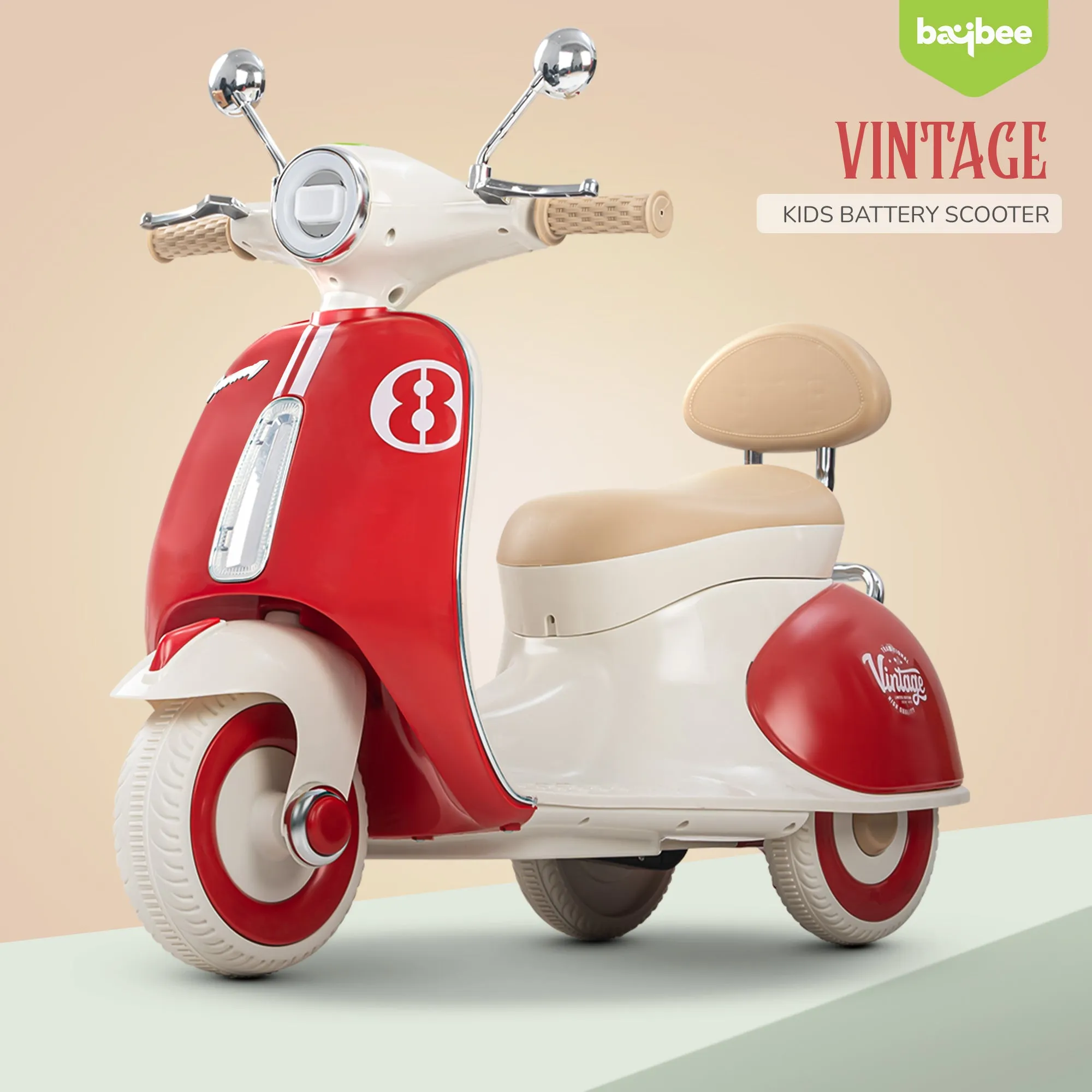 Baybee Vintage Battery Operated Bike for Kids, Ride on Toys Kids Bike Scooty with Light & Music