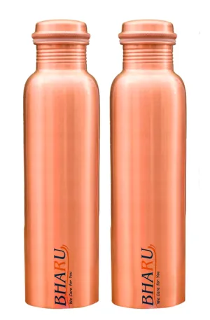 Bharu Plain Copper Bottle 750 ml - Pack of 2
