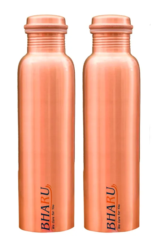 Bharu Plain Copper Bottle 750 ml - Pack of 2