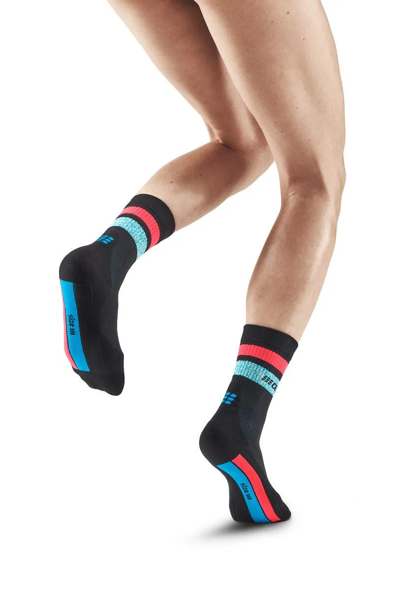 CEP Women's Miami Vibes 80's Socks Mid Cut - Black/Blue&Pink