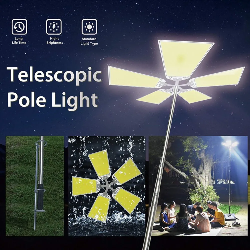 CRONY 5LED Fishing Light 360°Light Outdoor Telescopic Camping Rod Floodlight COB Lamp with Fishing Rod Perfect