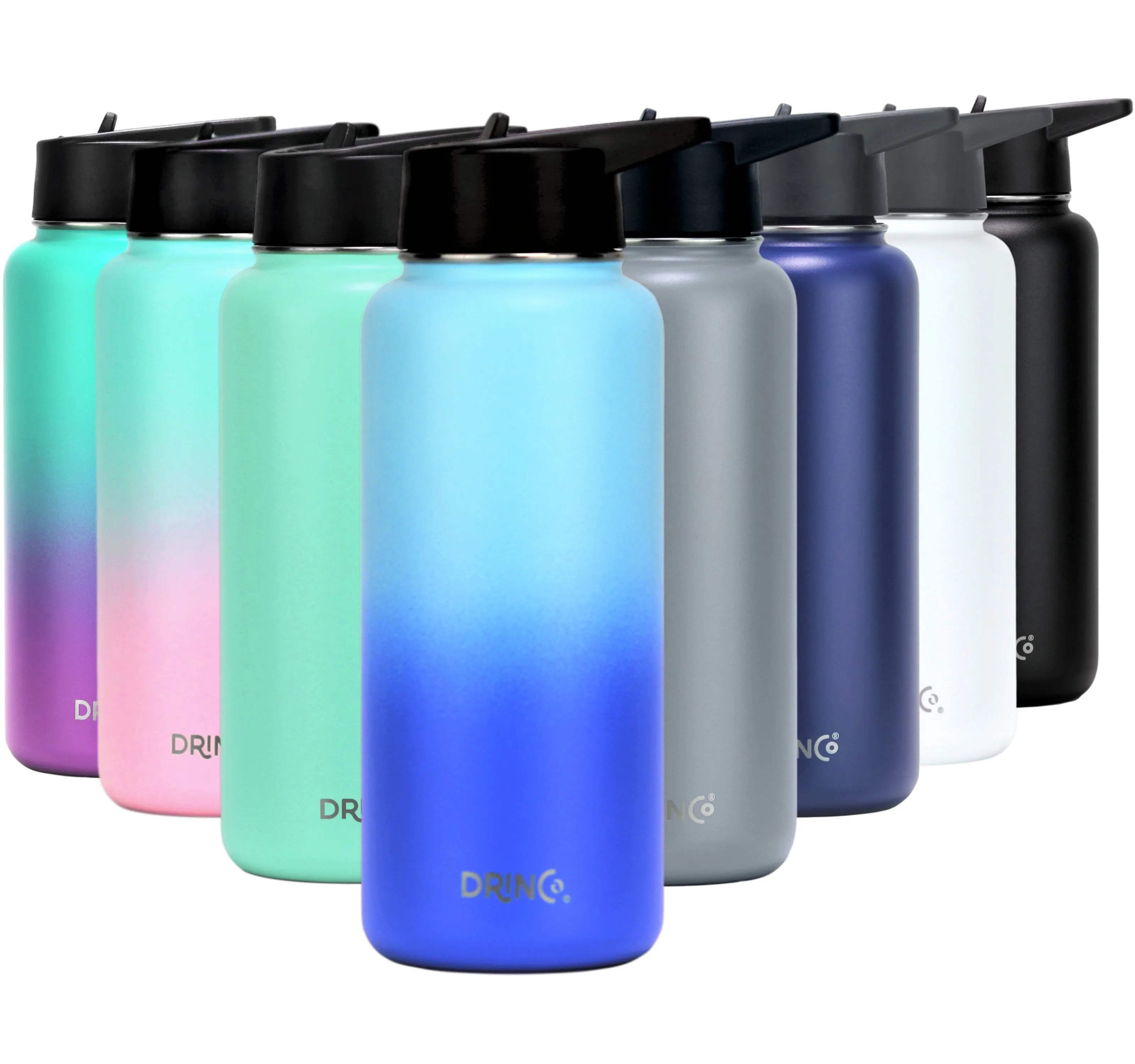 DRINCO® 32oz Stainless Steel Water Bottle (3 lids) -Morning Sky Blue