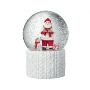 Festive Santa & His Dog Snow Globe Christmas Ornament