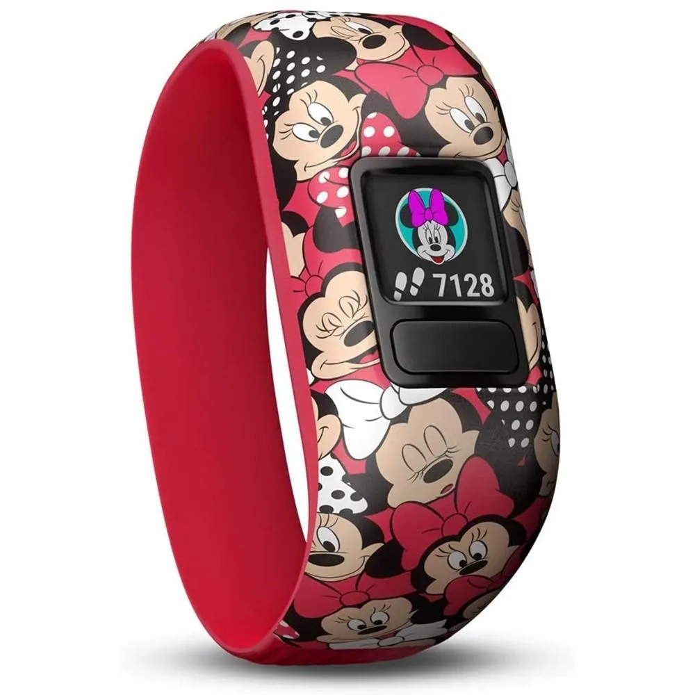 Garmin vivofit Jr 2 Kids Minnie Mouse Pink Black Silicone Stretchy Band Fitness/Activity Tracker Smart Watch - 010-01909-42