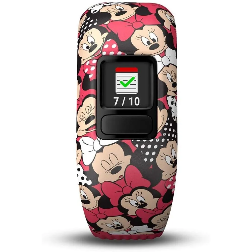 Garmin vivofit Jr 2 Kids Minnie Mouse Pink Black Silicone Stretchy Band Fitness/Activity Tracker Smart Watch - 010-01909-42