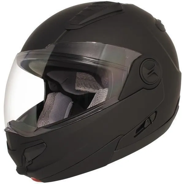 Hawk ST-1198 Transition 2-in-1 Flat Black Modular Helmet with Hawk COM-2 Bluetooth Intercom Bundle