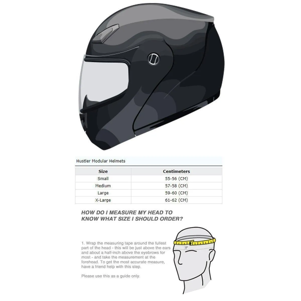 Hustler HT-65 'Hardcore' Gloss Black and White Modular Helmet with Hawk Com 2 Bluetooth System