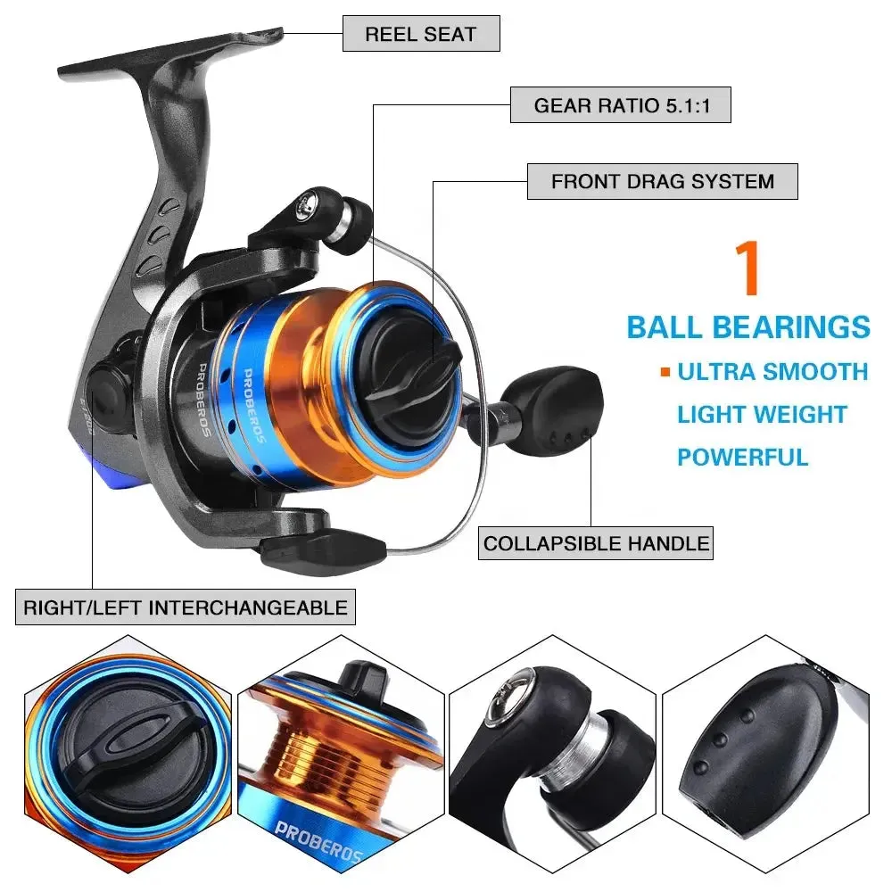 Lureswholesale® Carbon Fiber Telescopic Fishing Pole with Spinning Reel and Rod Combos Set