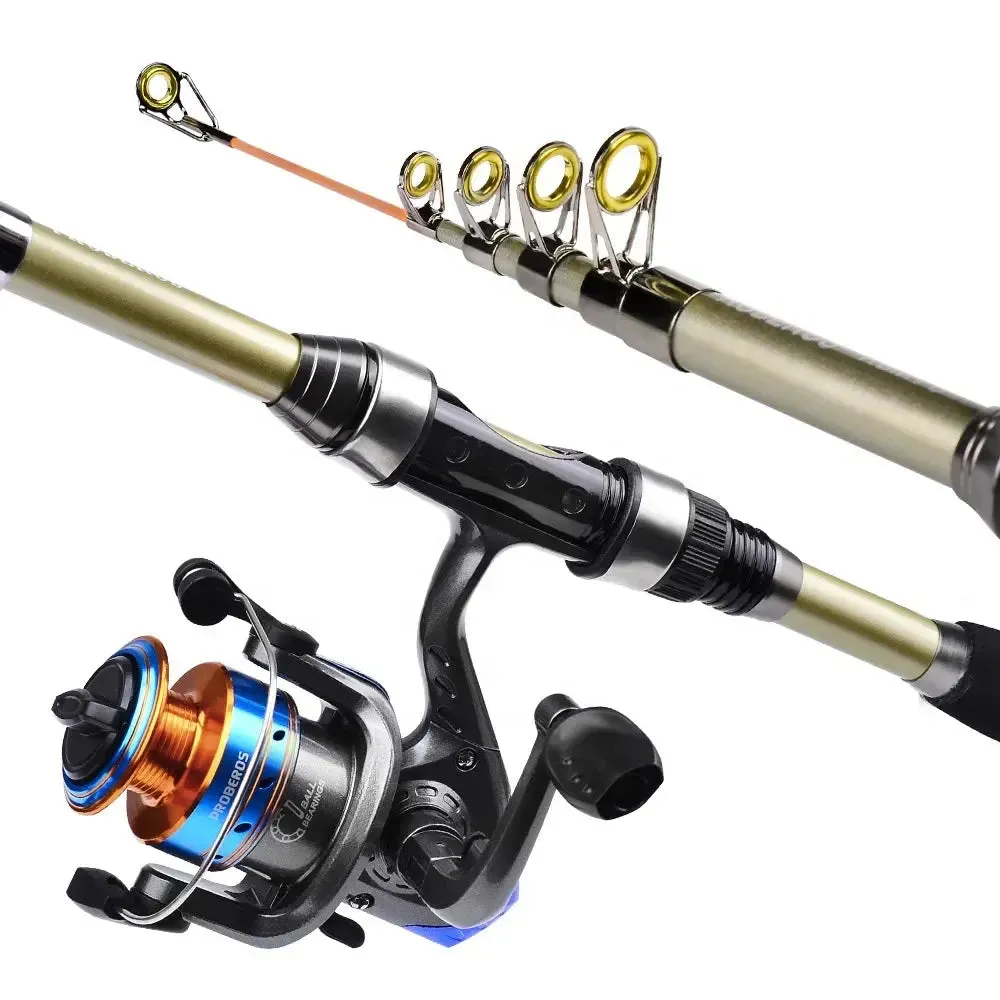 Lureswholesale® Carbon Fiber Telescopic Fishing Pole with Spinning Reel and Rod Combos Set