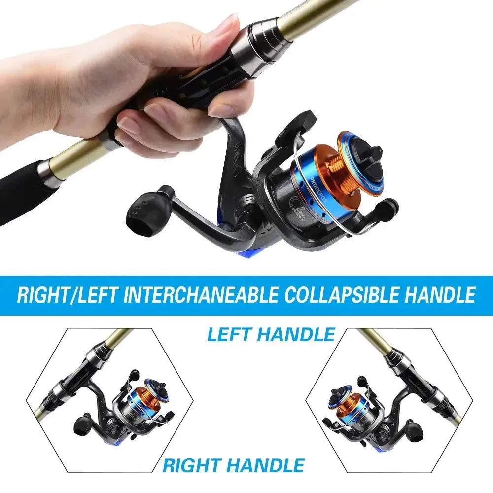 Lureswholesale® Carbon Fiber Telescopic Fishing Pole with Spinning Reel and Rod Combos Set
