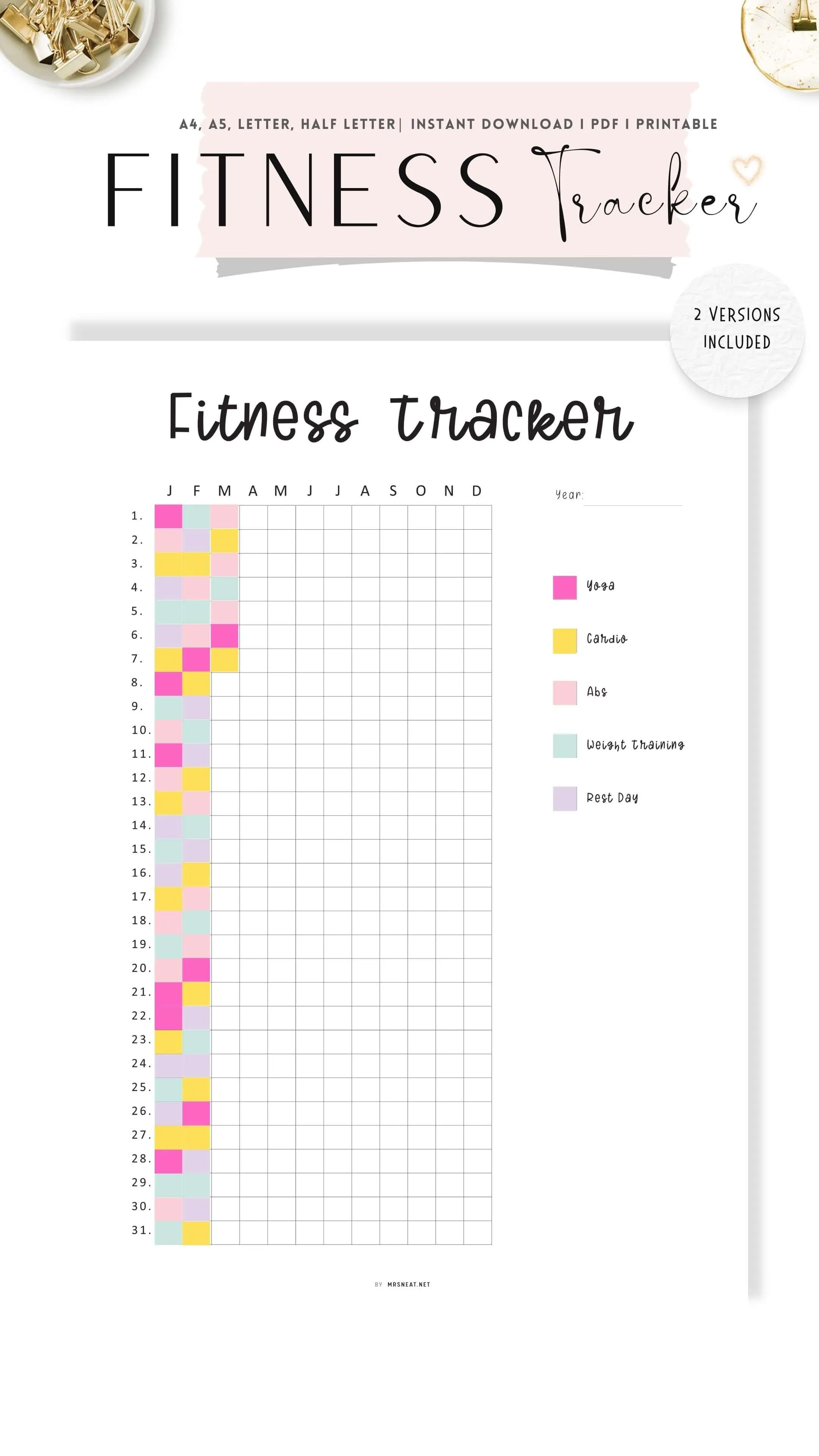 One Year Fitness Tracker Template - M348