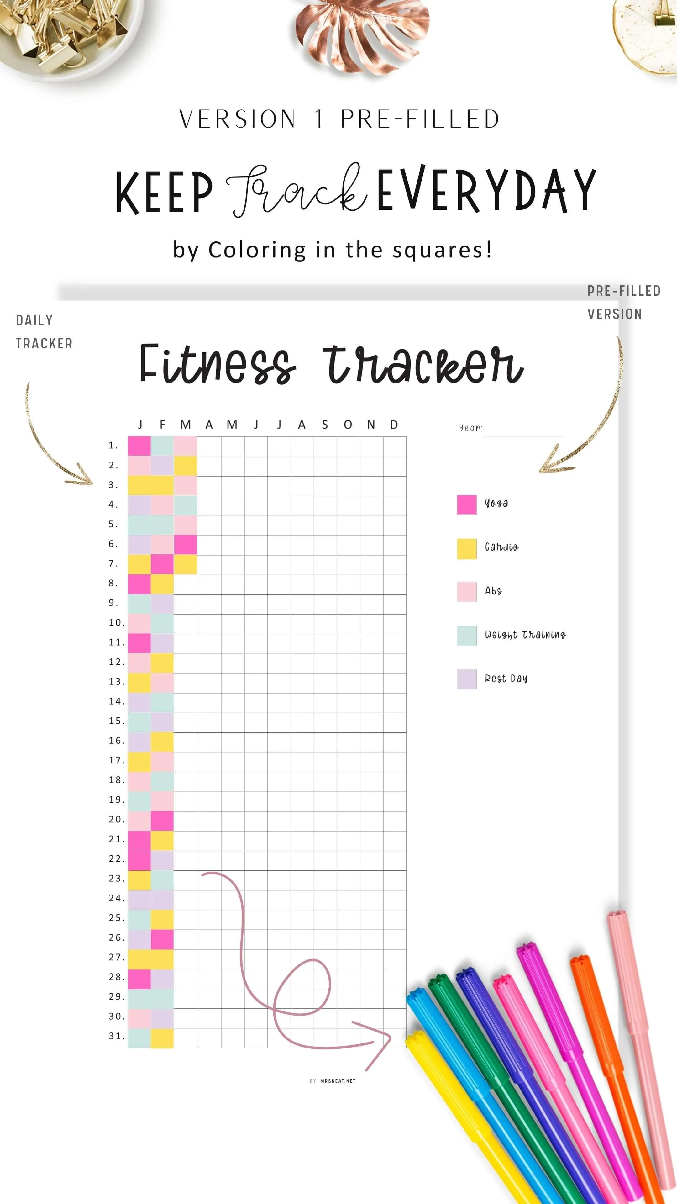 One Year Fitness Tracker Template - M348