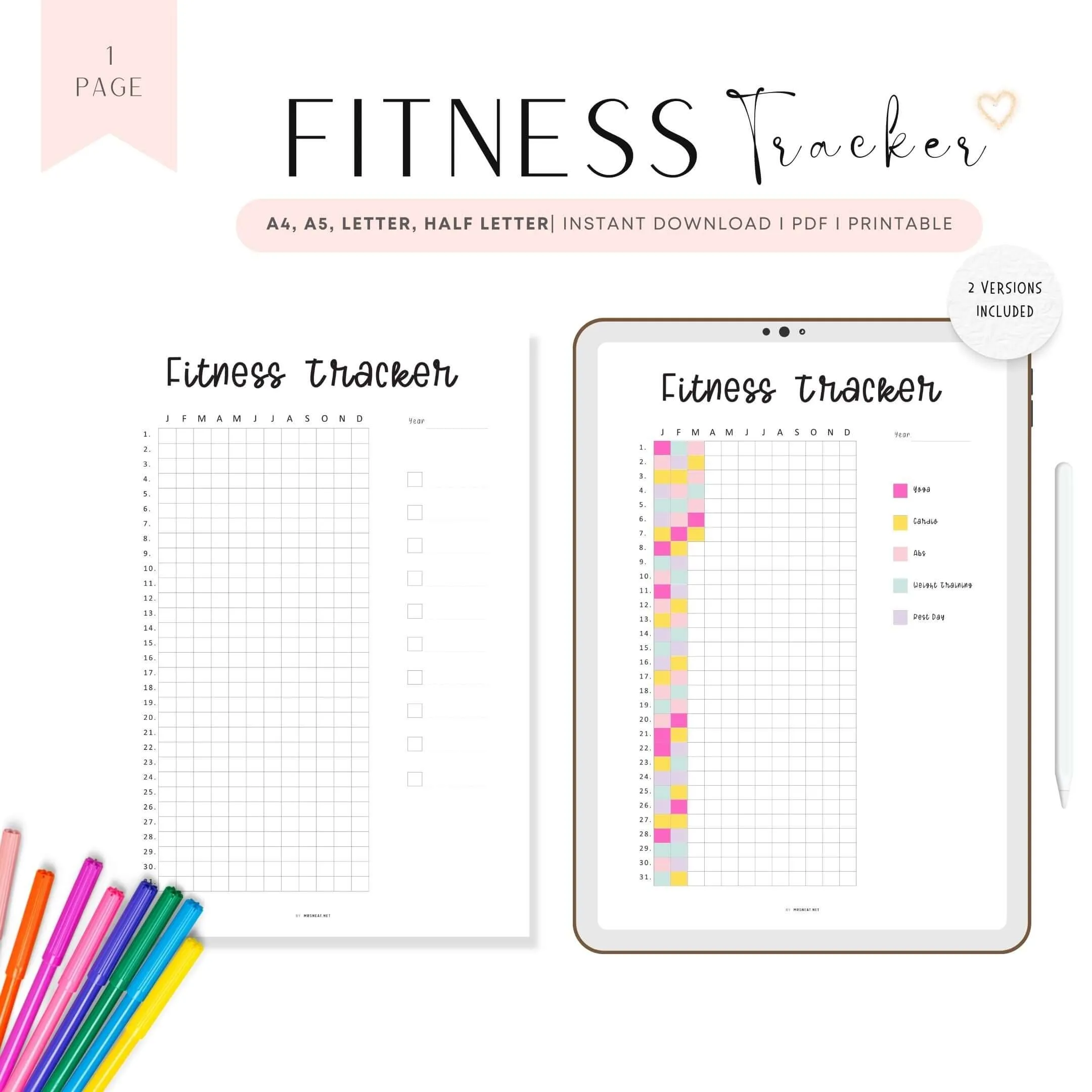 One Year Fitness Tracker Template - M348