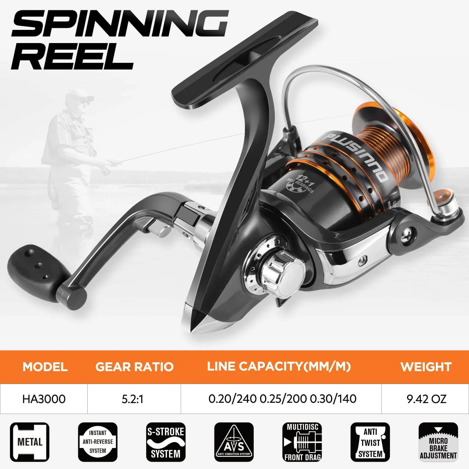 PLUSINNO Eagle Hunting Ⅱ Telescopic Fishing Rods and Reel Combos with Carrier Case