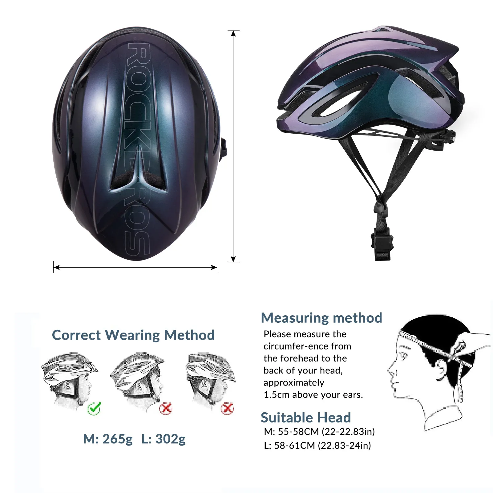 ROCKBROS Road Aero Bike Helmet for Adults TT Triathlon Helmet for Cycling