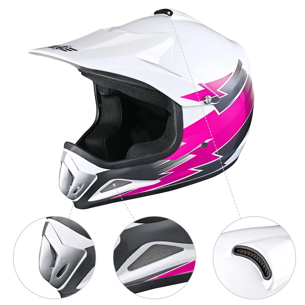 TheLAShop H-VEN12 Youth Dirt Bike Helmet DOT Pink