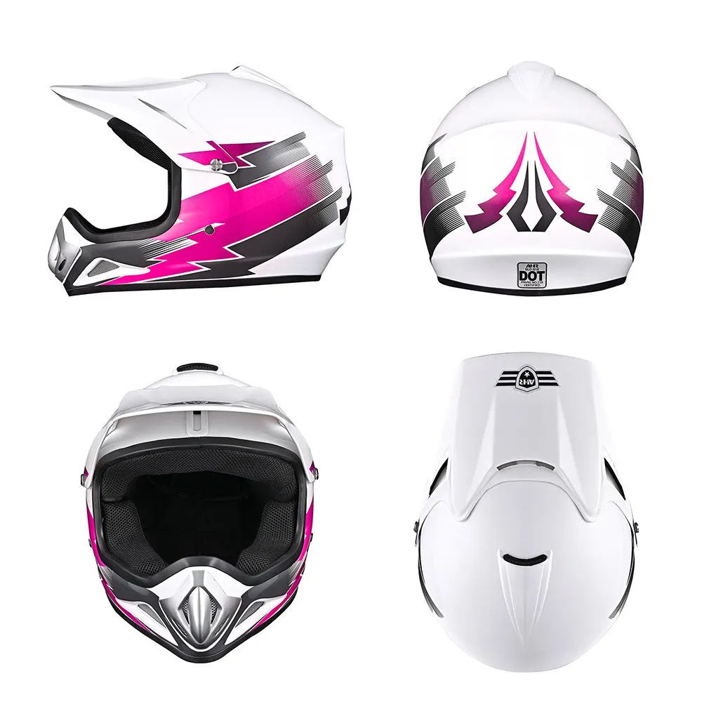 TheLAShop H-VEN12 Youth Dirt Bike Helmet DOT Pink