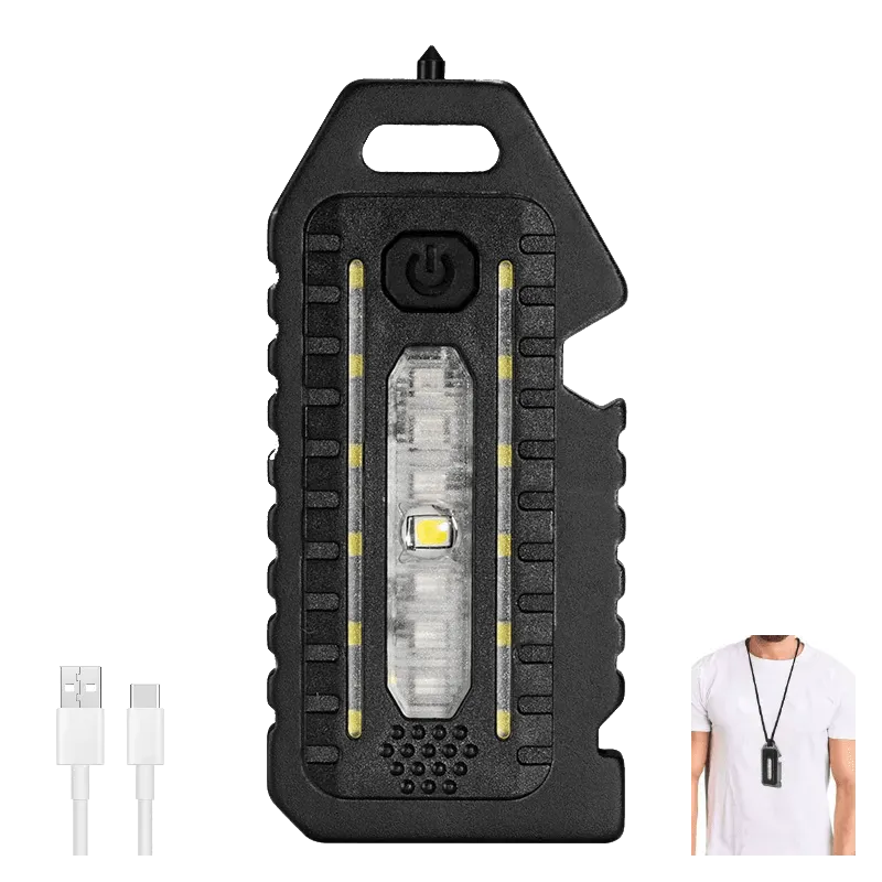 Type-C Flashlight Rechargeable LED Red Blue Shoulder Police Light Safety Lighting Mini Keychain Flashlight Bike Warn Lamp
