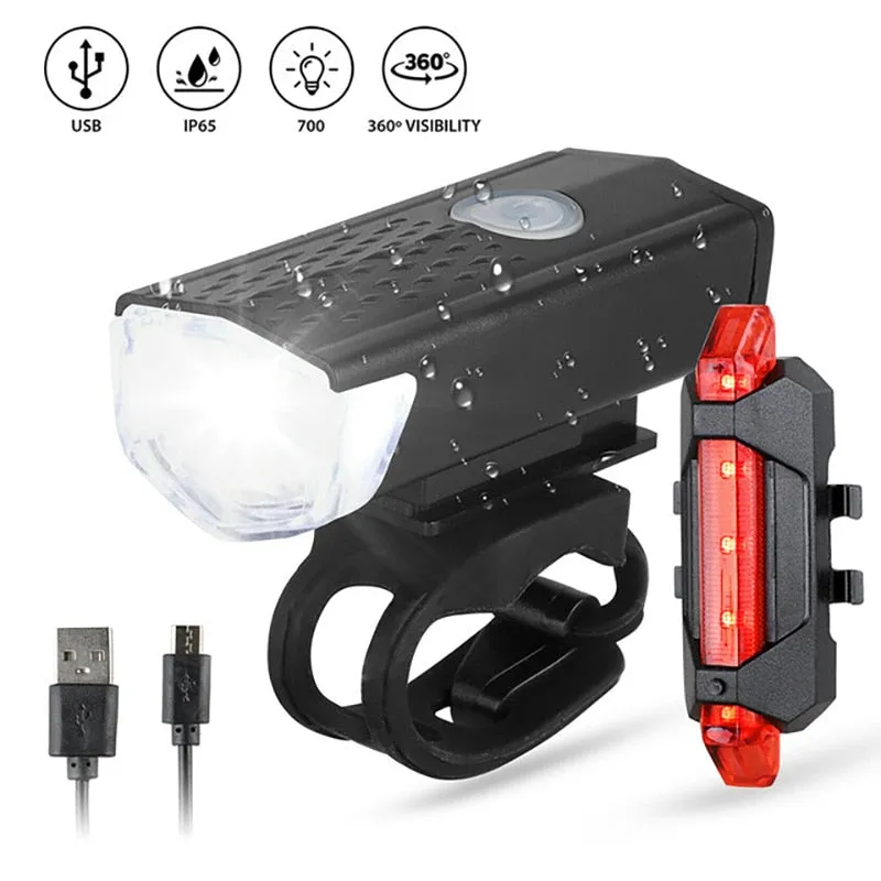 USB Rechargeable Bike Light Set Front Light