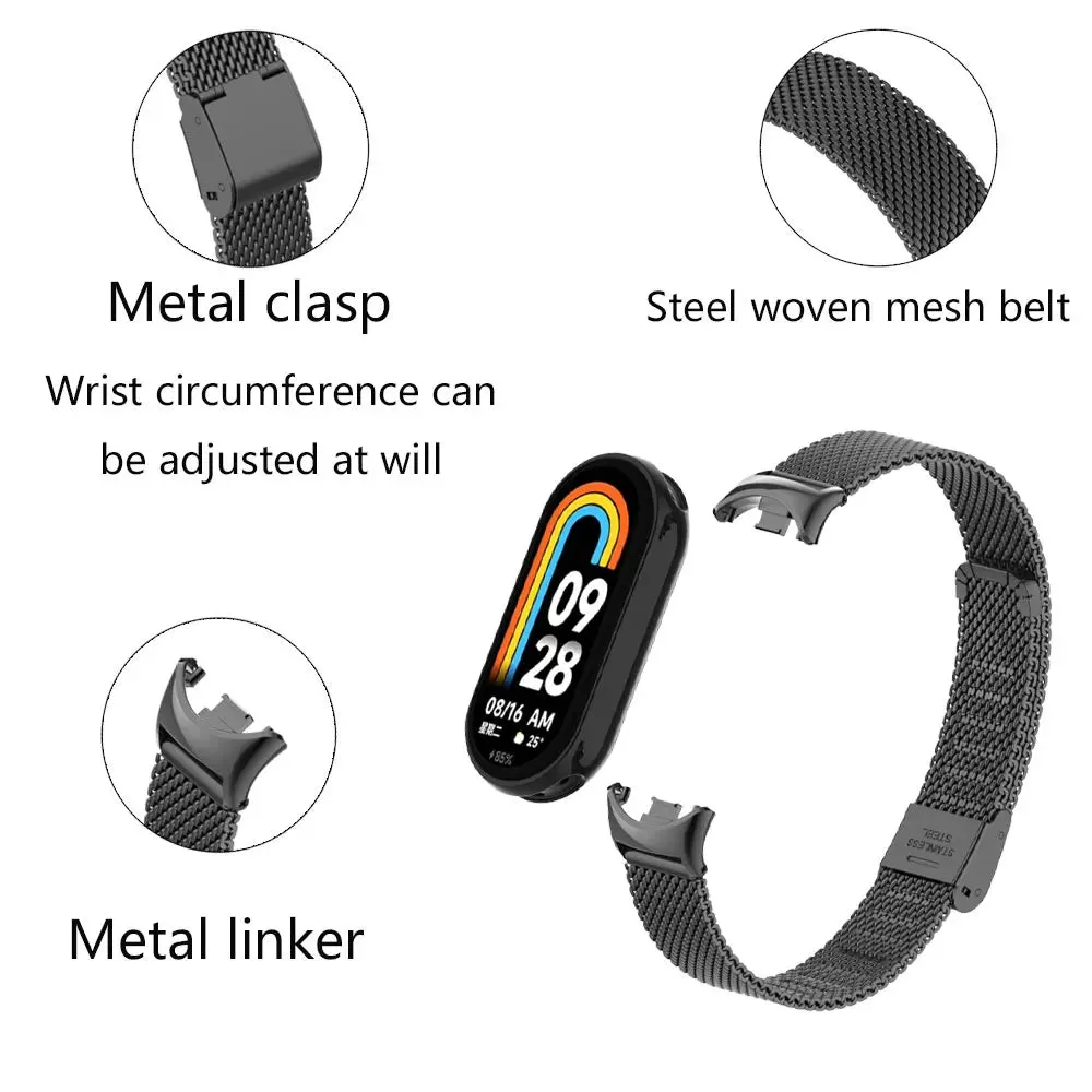 Xiaomi Mi Band 8 Milanese Strap with Adjustable Buckle  | Black